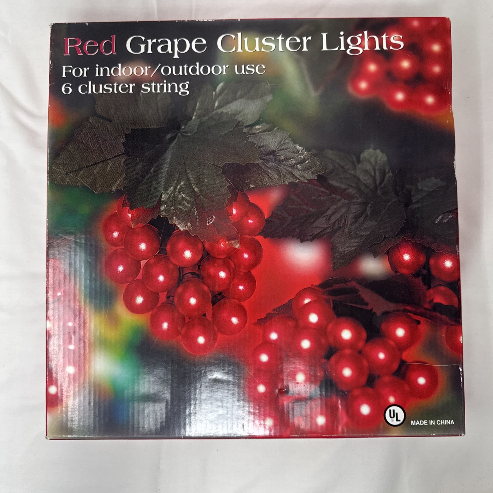 VTG Set of Red Grape Cluster Lights  Indoor/Outdoor NIB Costco Wine Cottagecore