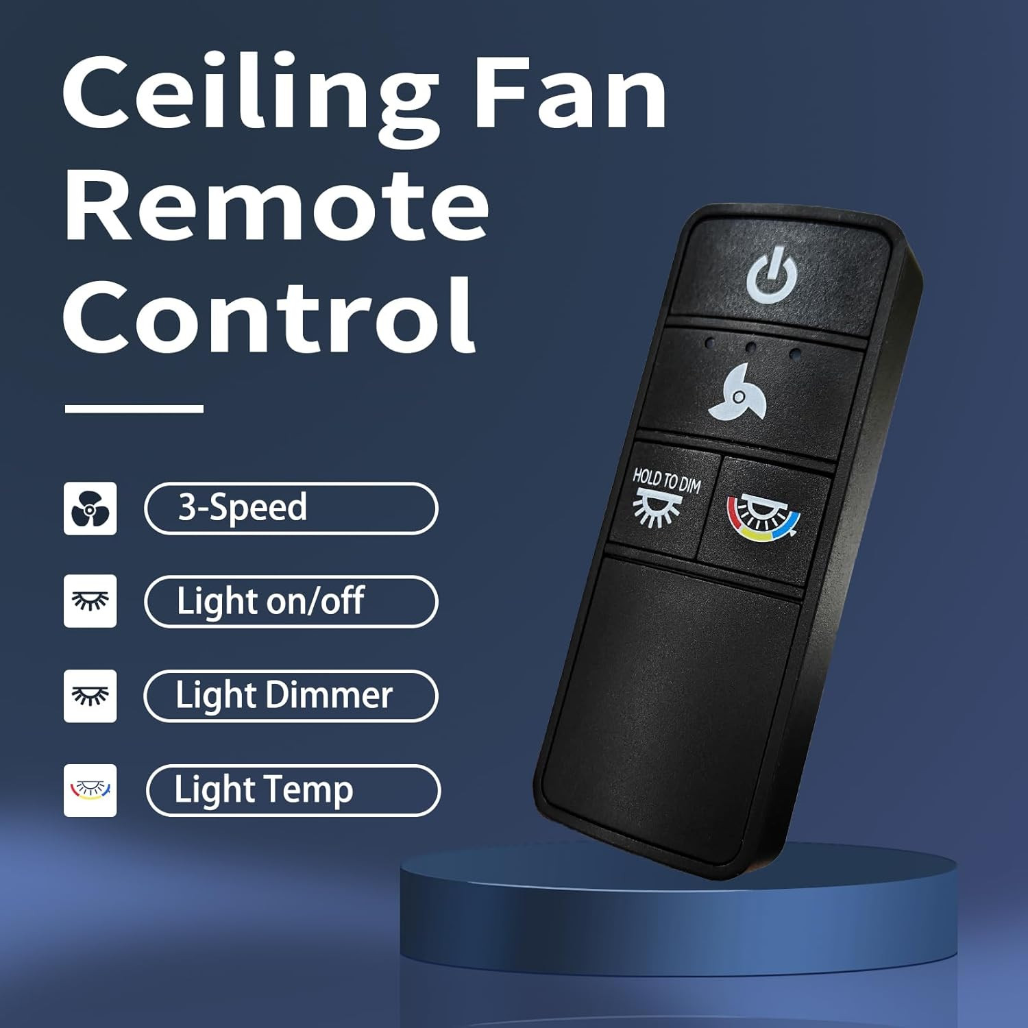 TX028C-S Ceiling Fan Remote Control for Hampton Bay - 3 Speed, Light Dimmer C..