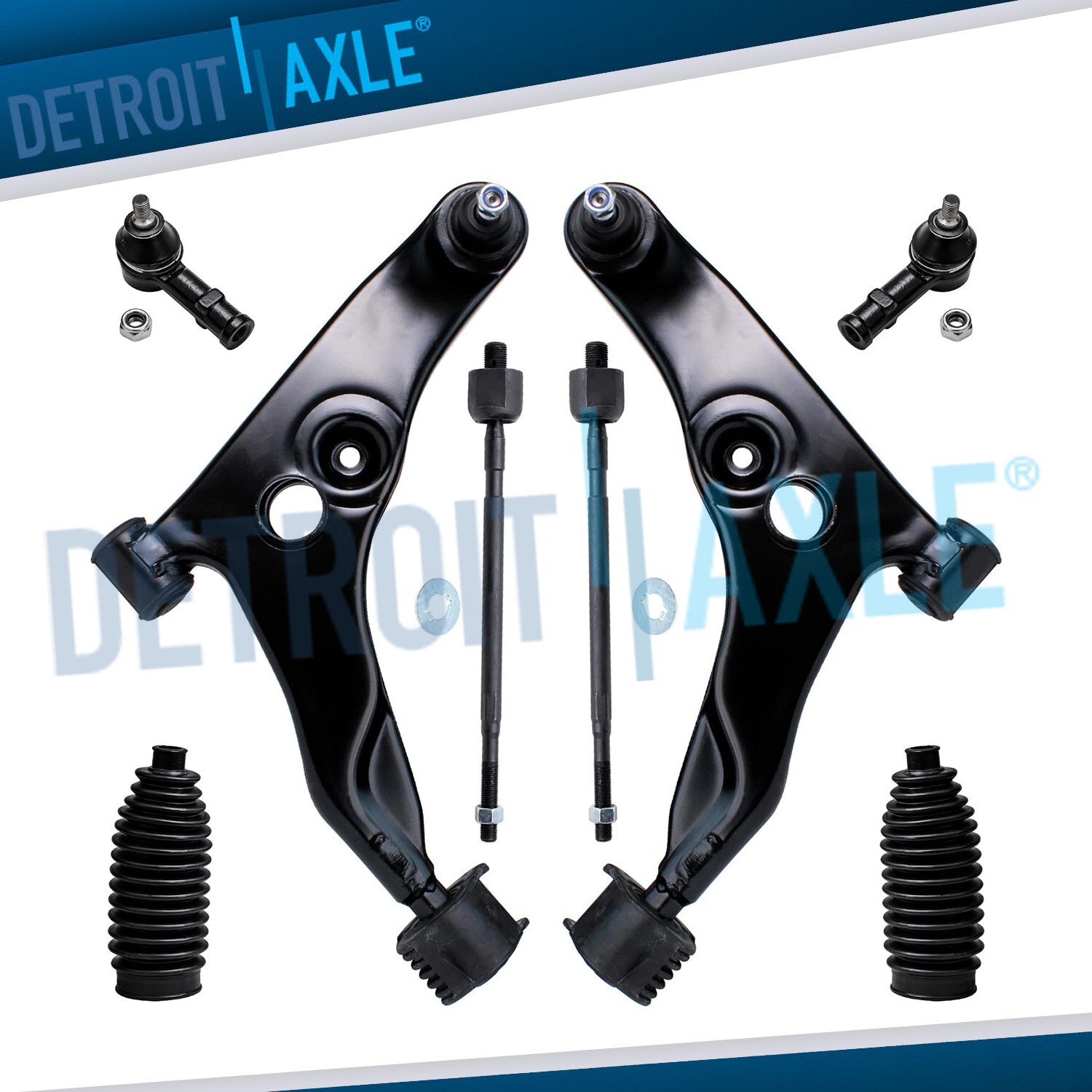 8pc Front Lower Control Arm Outer Inner Tierod for 1997-2002 Mitsubishi Mirage
