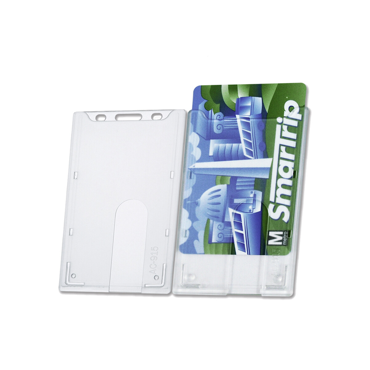 25 Pack - Rigid Hard Plastic Clear Vertical Top Load ID Badge Holders AC-915
