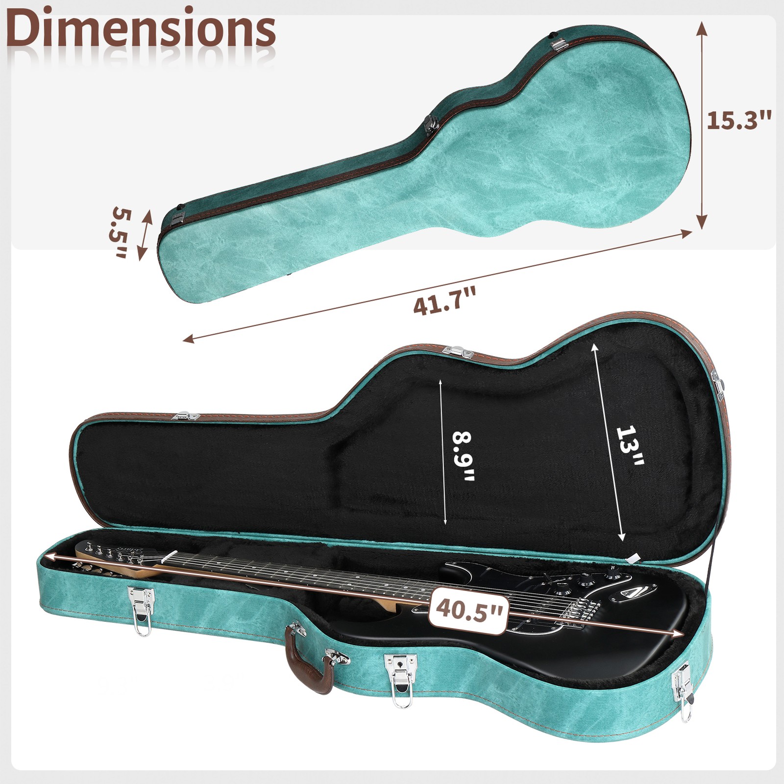 Electric Guitar Hard Case, Wooden Hard-Shell Protective Carrying Case for KLP