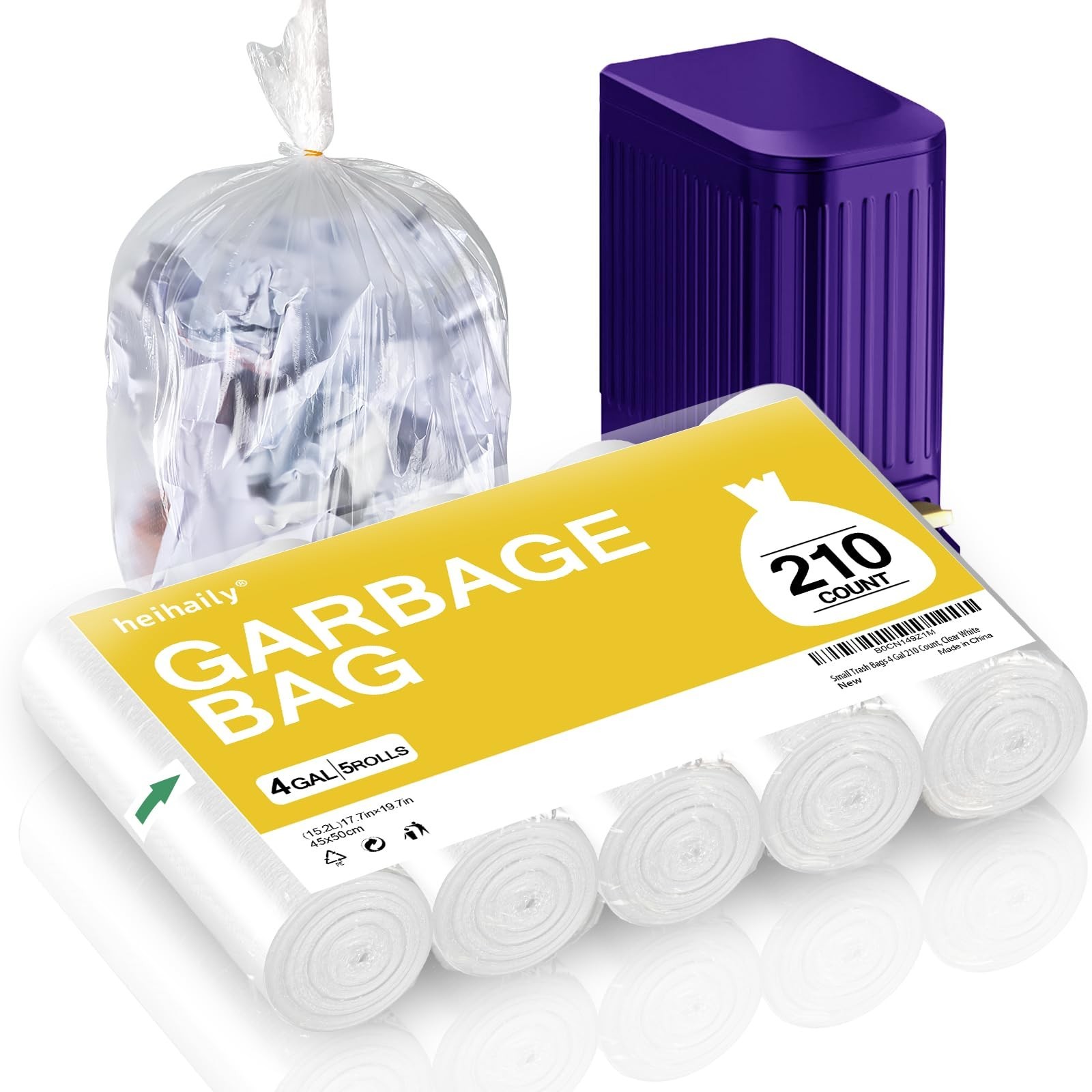 Small Trash Bags 4 Gallon Garbage Bags Bathroom Kitchen Office Waste Basket L...