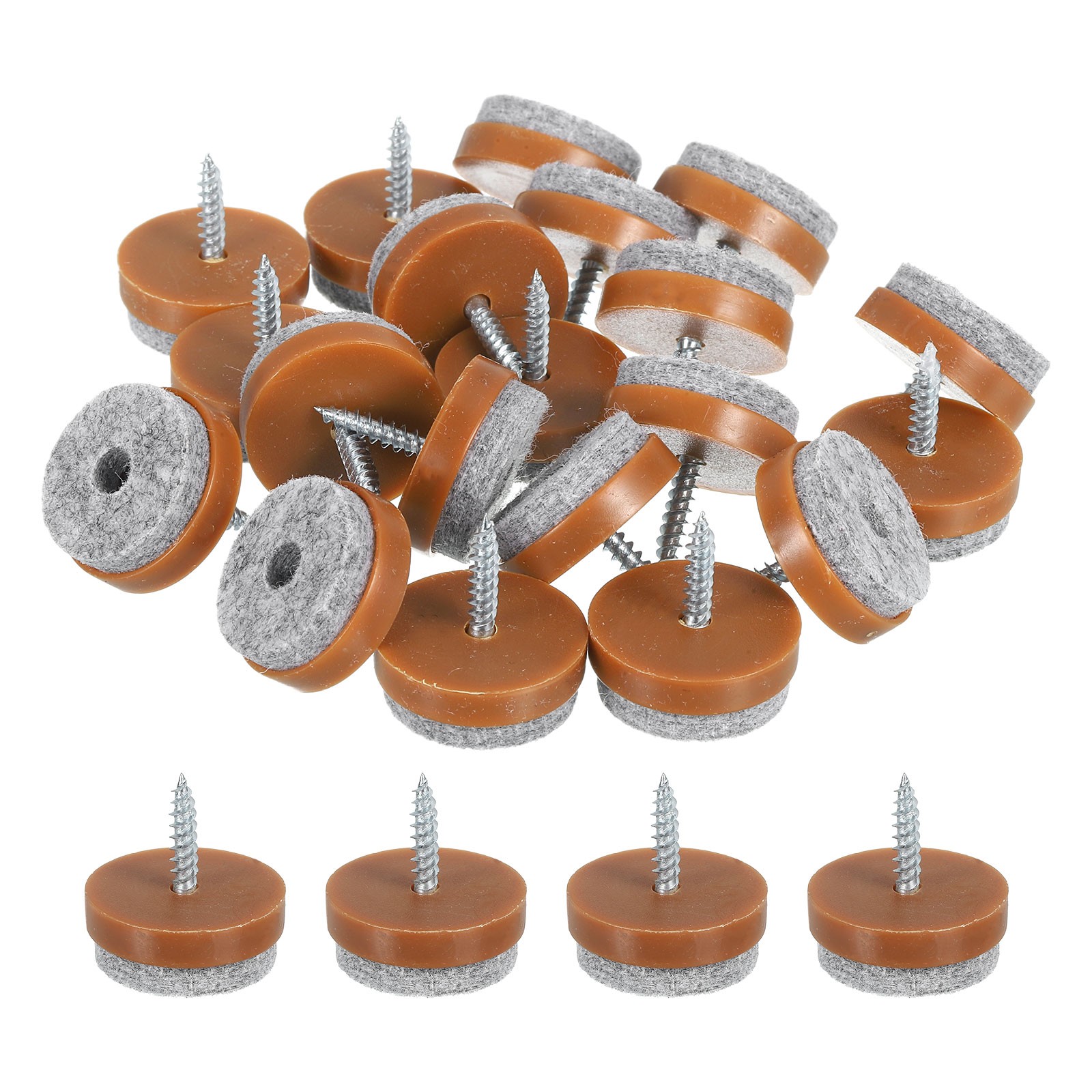 Nail-on Furniture Sliders, 40Pcs Nail-on Felt Pad (Brown, 25mm/0.98")