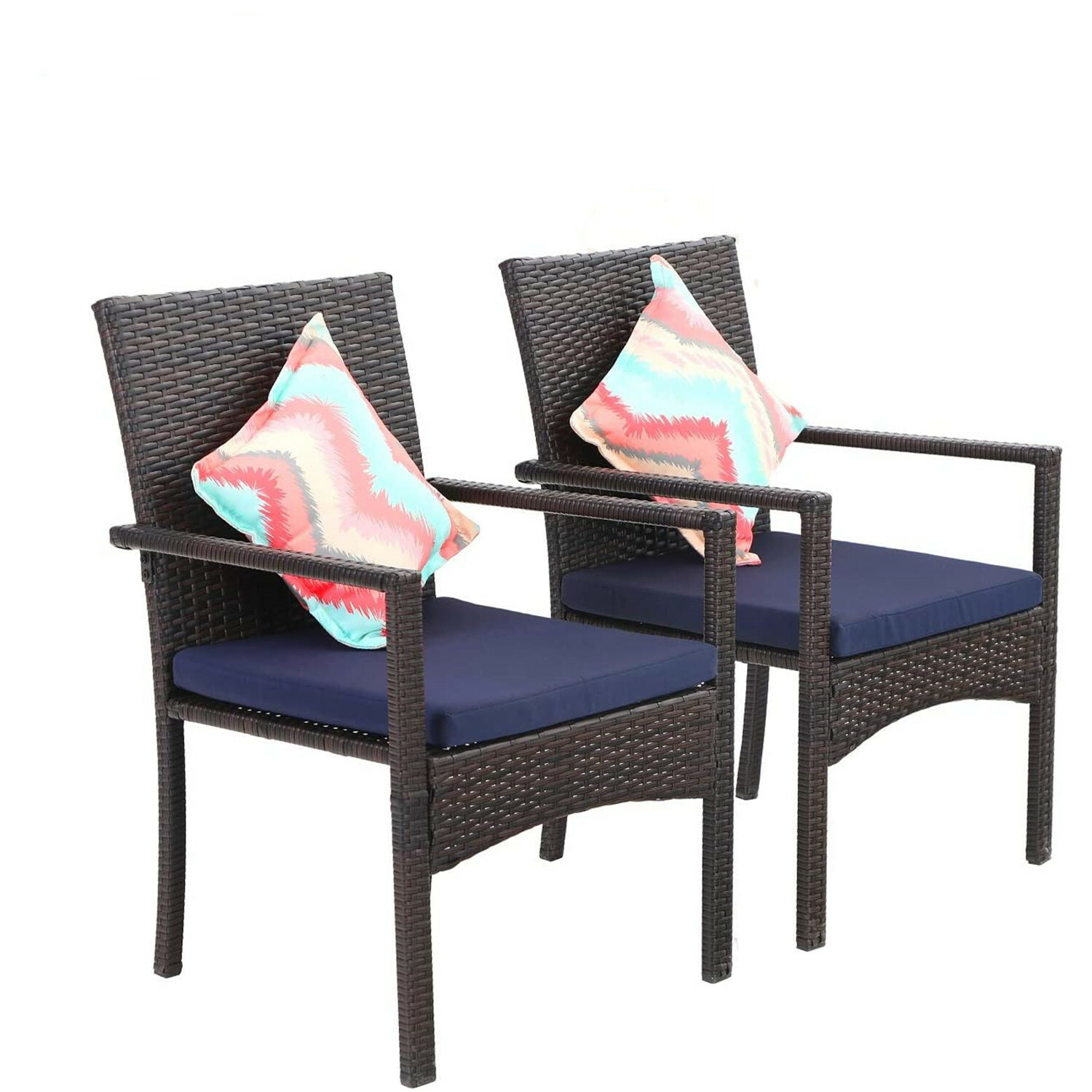 Rattan Furniture Sets Patio Chairs Metal Outdoor Table Square for 4 Person Party