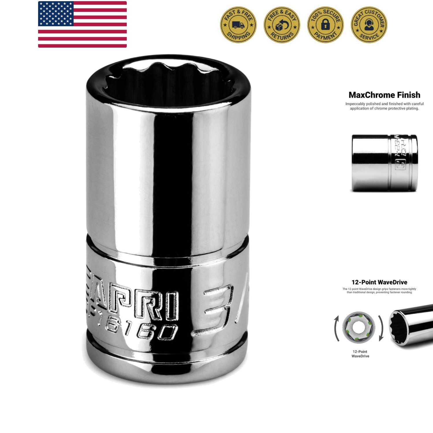 3/8 in. Shallow Socket, 1/4 in. Drive, 12-point, SAE