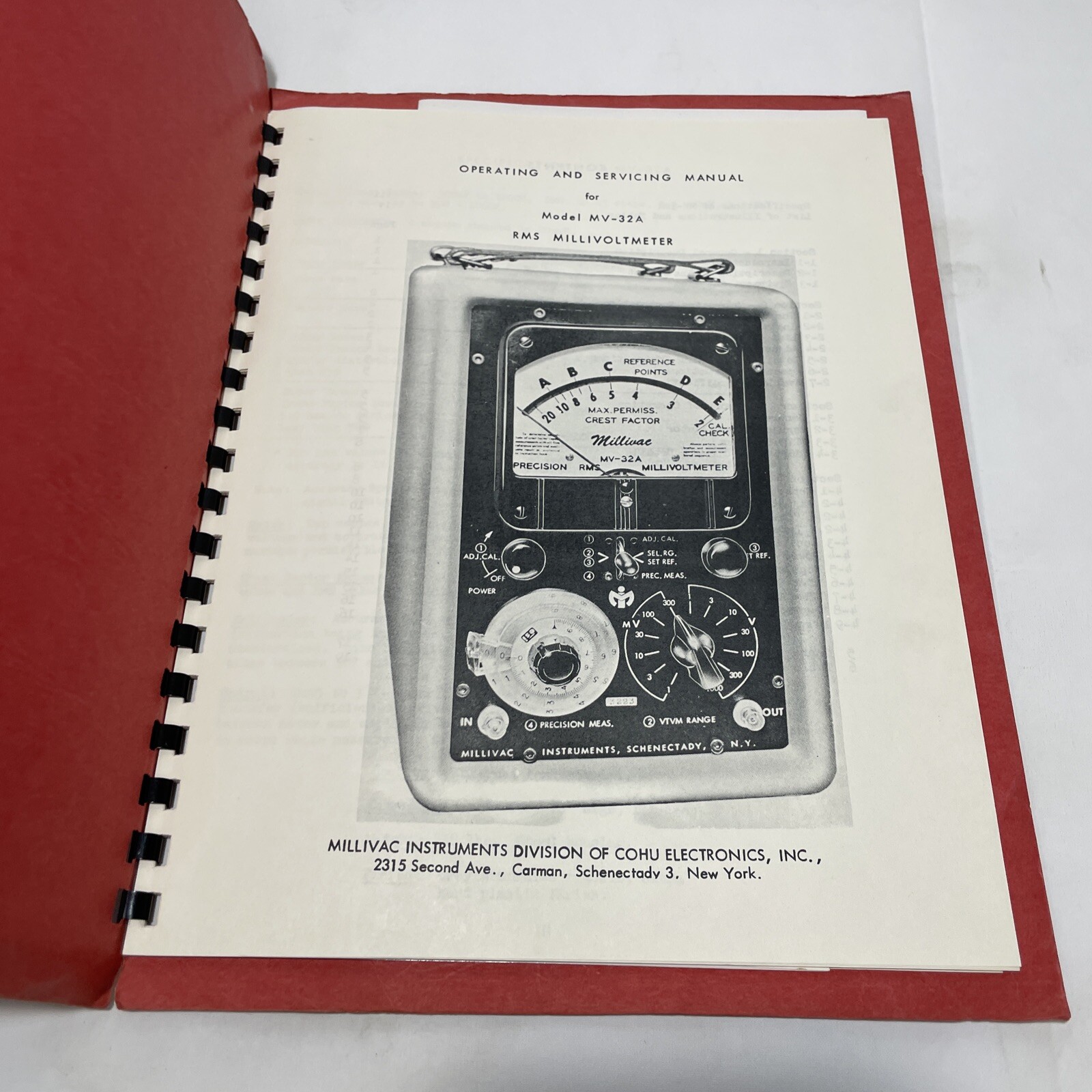Millivac Model MV-32A RMS Millivoltmeter Operating & Servicing Manual