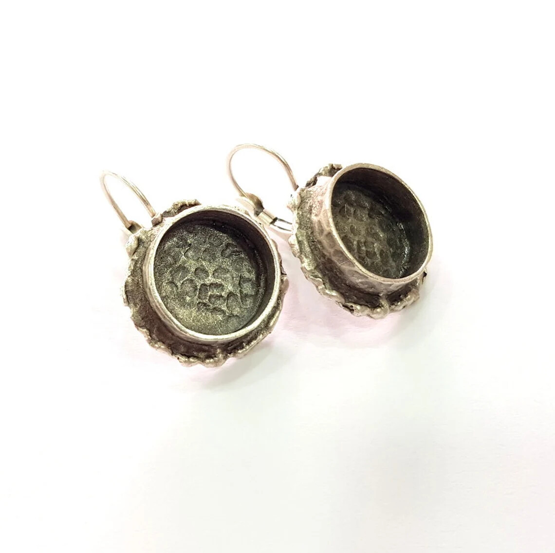 Earring Blank Base Settings Silver Resin Cabochon Base inlay Brass G14556