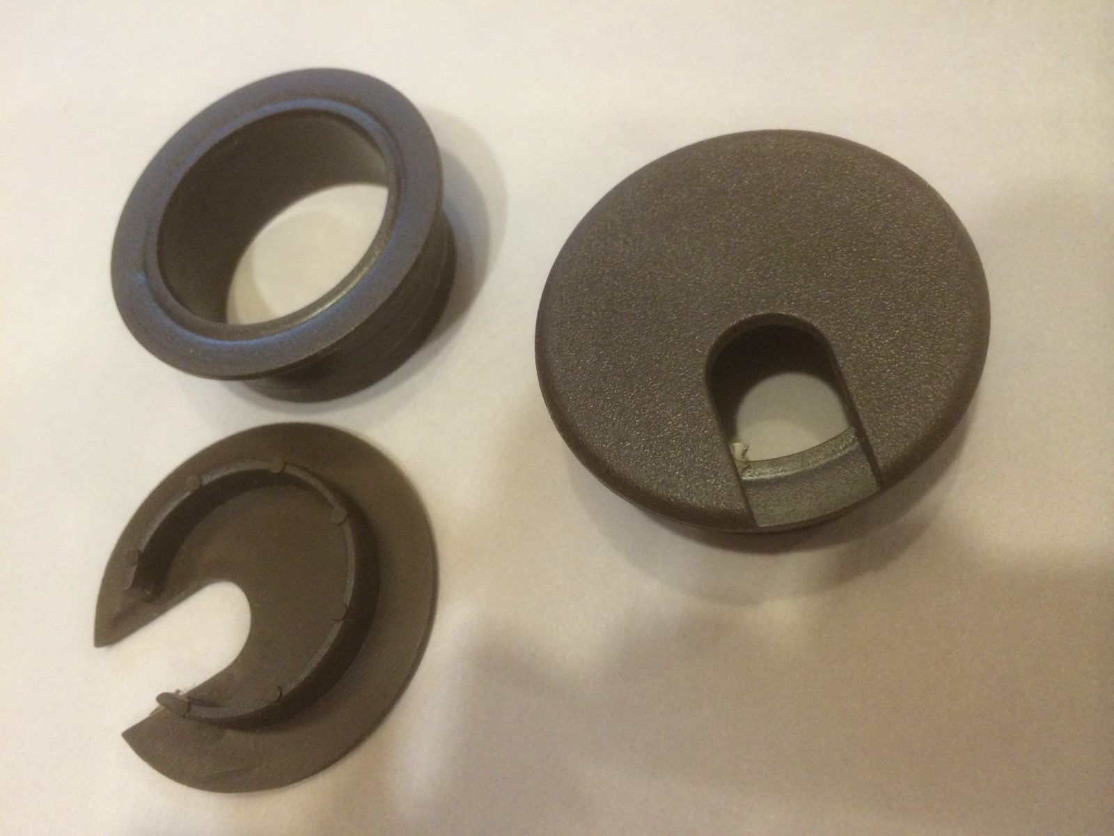 1-1/2 Inch Round Brown Plastic Desk Grommets Wire Managers 2pc for $1.50