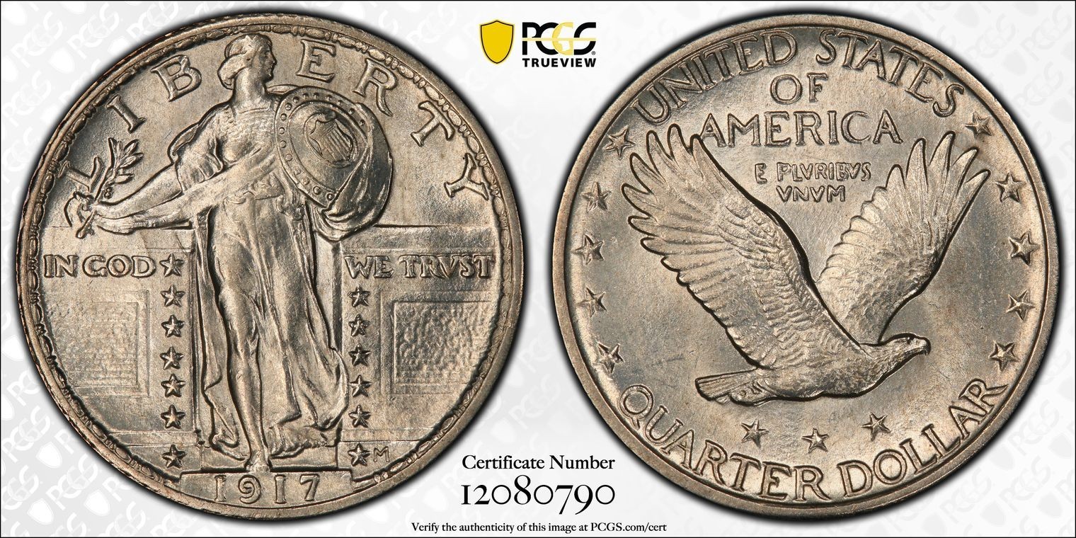 1917 Standing Liberty Quarter Dollar Type 2 PCGS MS62