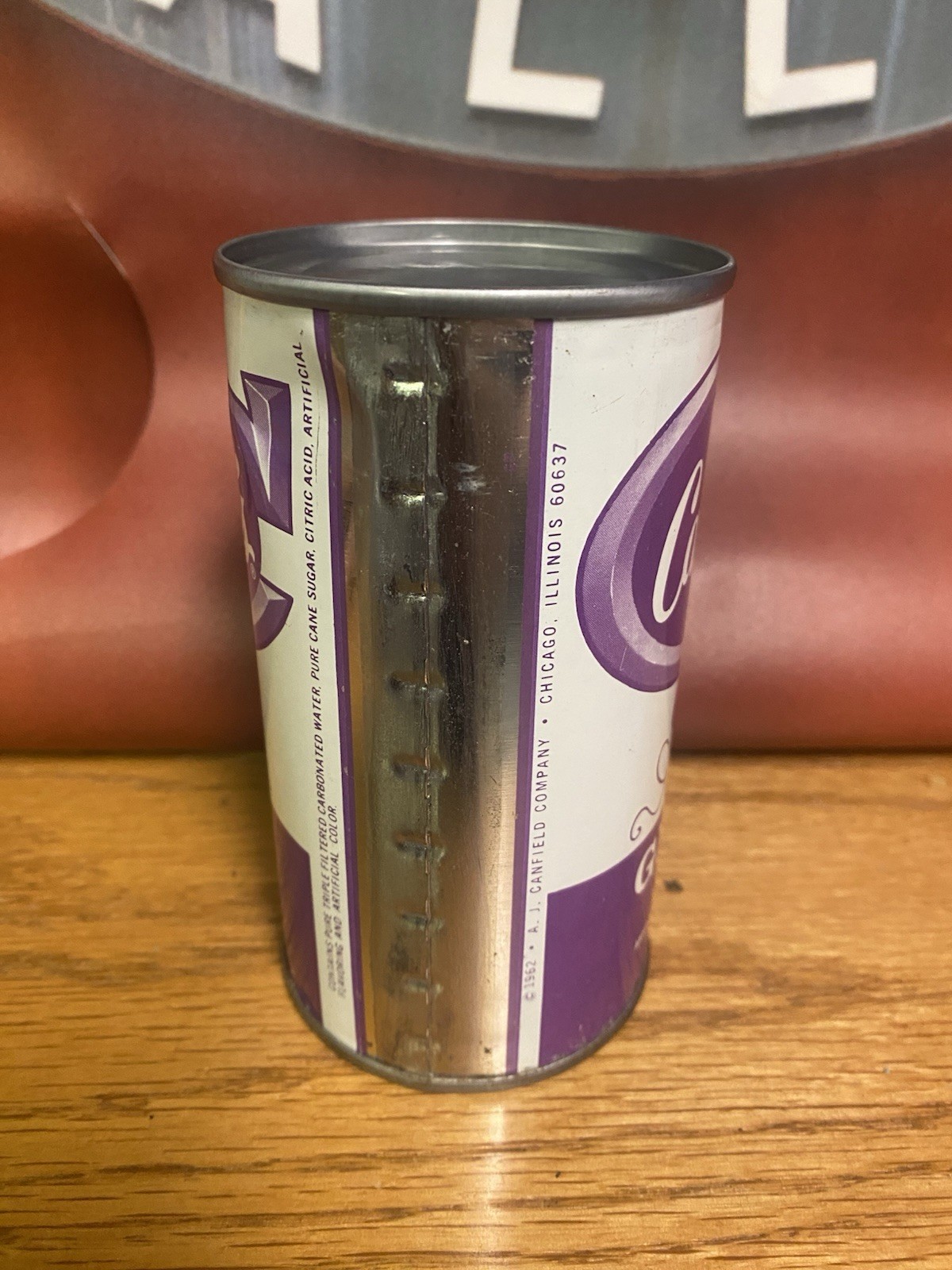 Canfields Grape Flat Top Can Old Vintage Soda Can Chicago IL