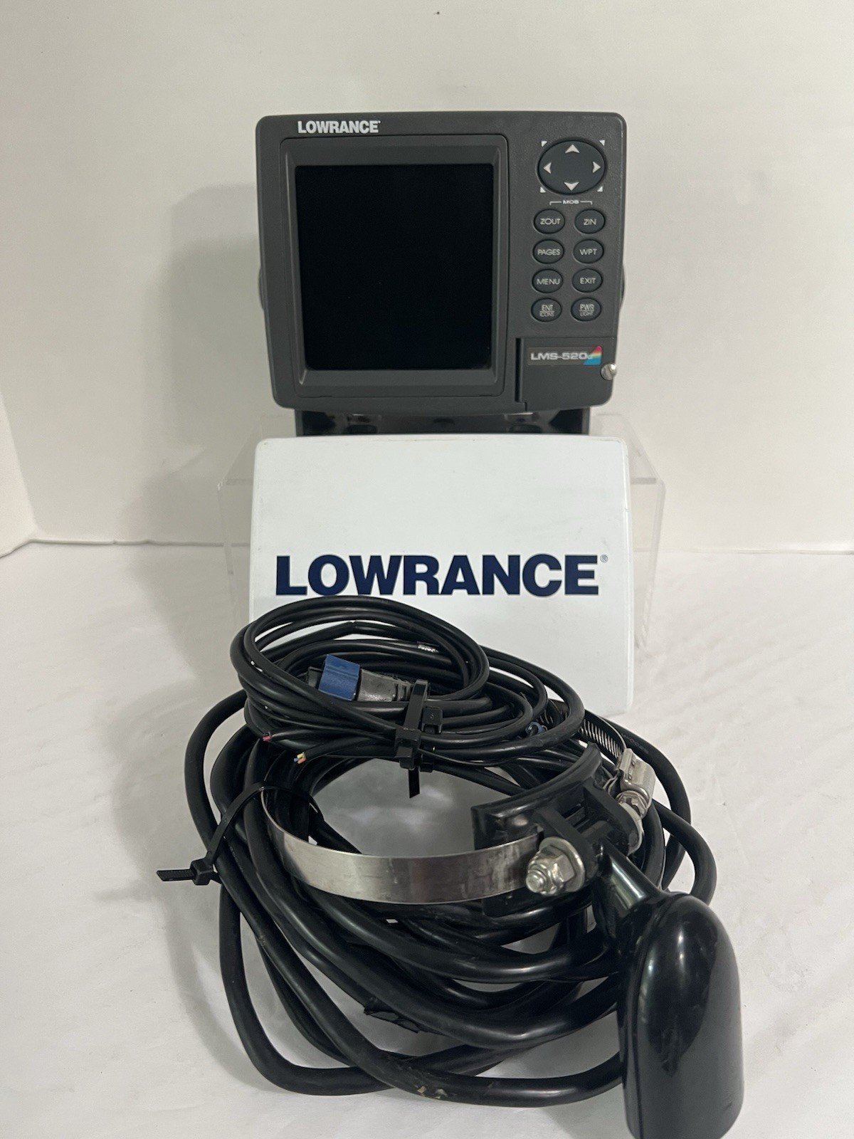 Lowrance LMS-520C GPS/Fishfinder W/Transducer~Cable & Front Cover~Good Condition