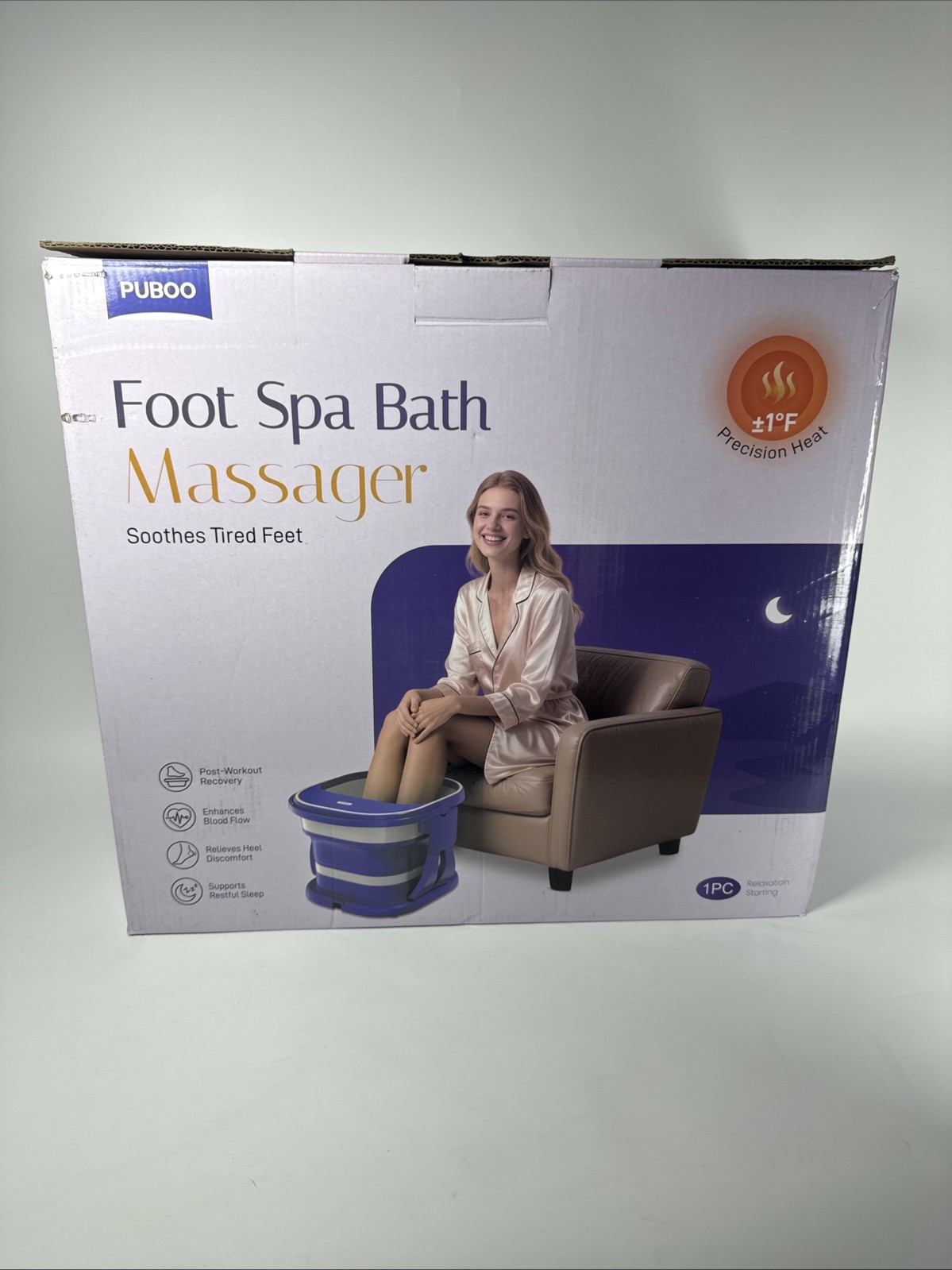 Puboo Collapsible Heated Foot Spa With Remote (PB-Z01P) Massage Rollers Soak Tub