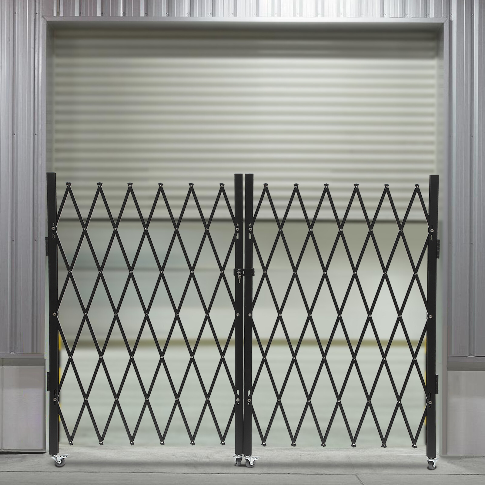 Double Folding Security Gate Folding Door Gate 5-3/4'H x 10'W Scissor Gate