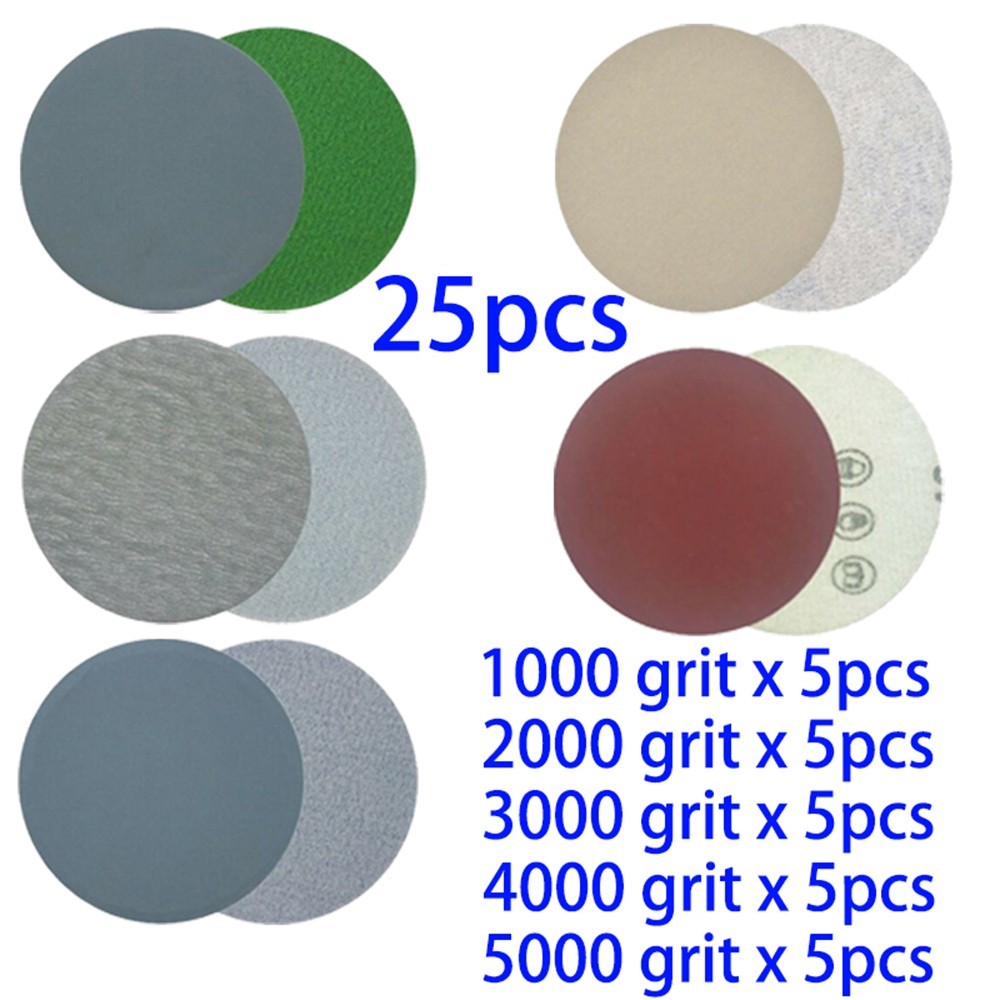 25pcs Abrasive Sanding Disc 1000-5000 Grit Sand Paper Sander Polishing Disc Set