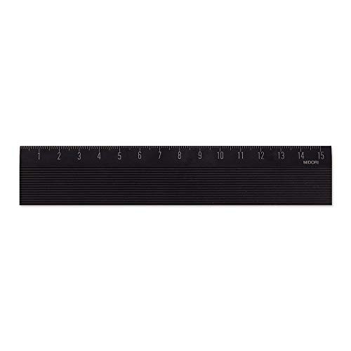 Midori Aluminum Ruler, 15cm, Non-Slip, Black, 42277006