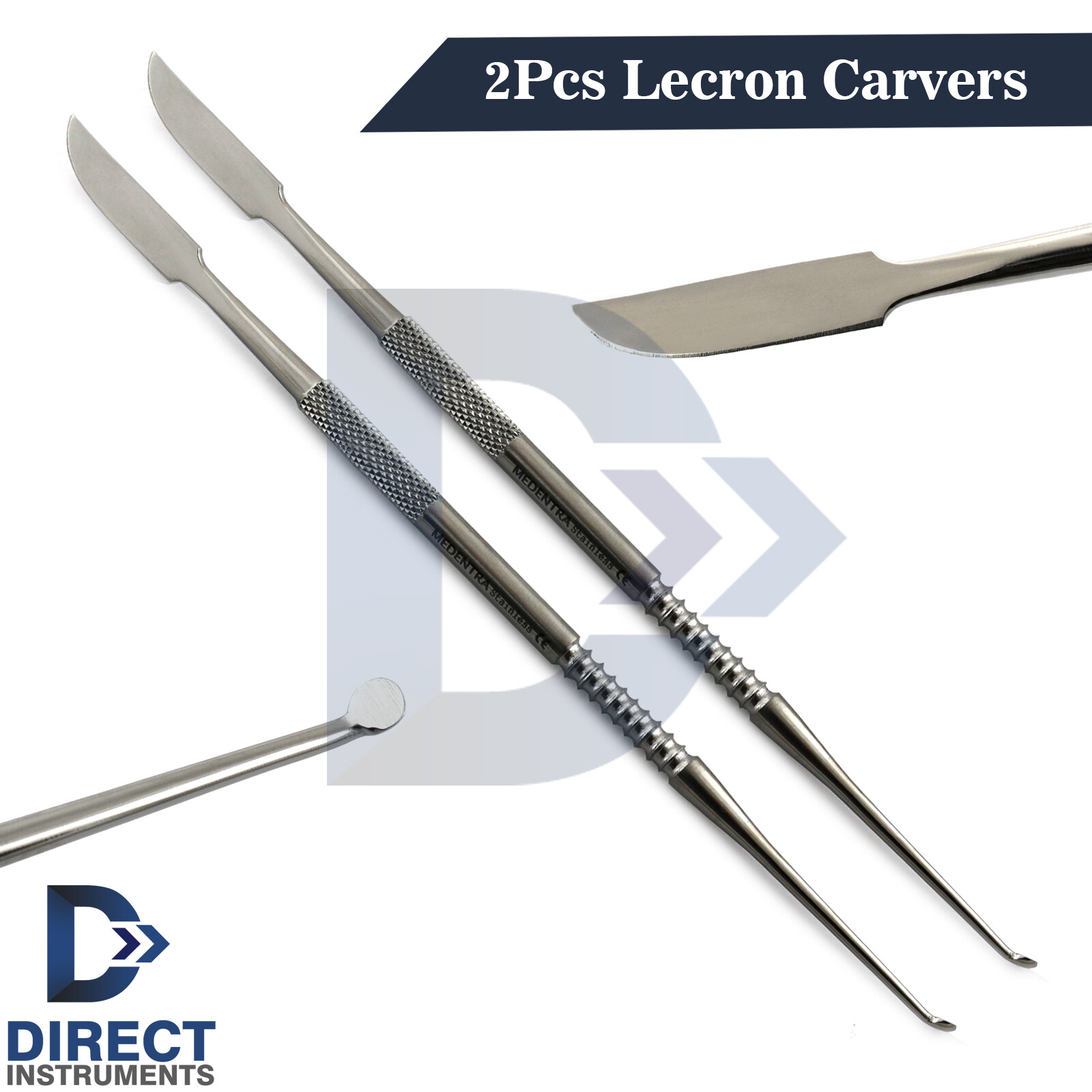 2Pcs Dental Lecron Wax Carver Modeling Carving Porcelain Lab Blades Knife Scoop