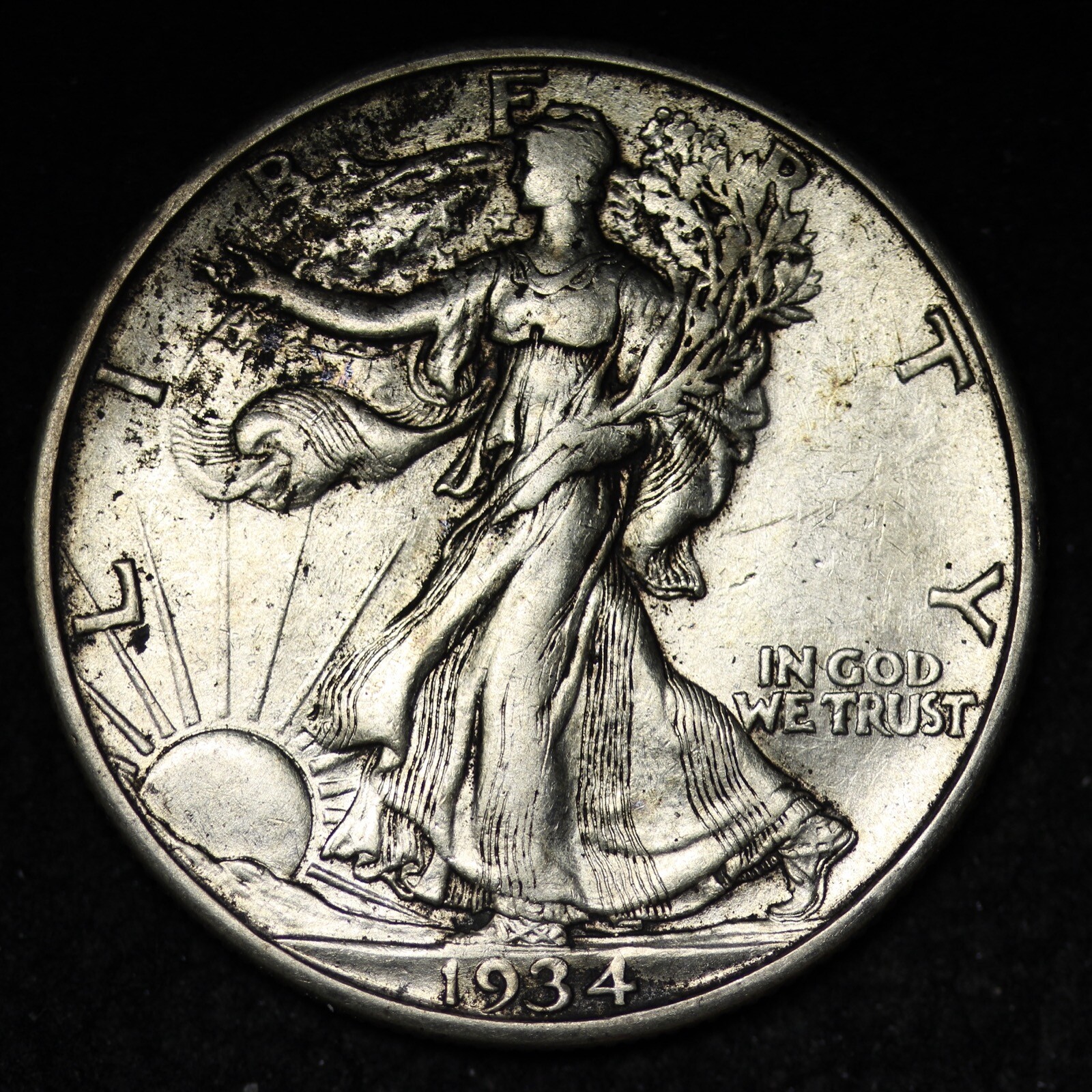 1934-D WALKING LIBERTY SILVER HALF DOLLAR AU+/UNC Free Shipping W166 XHB