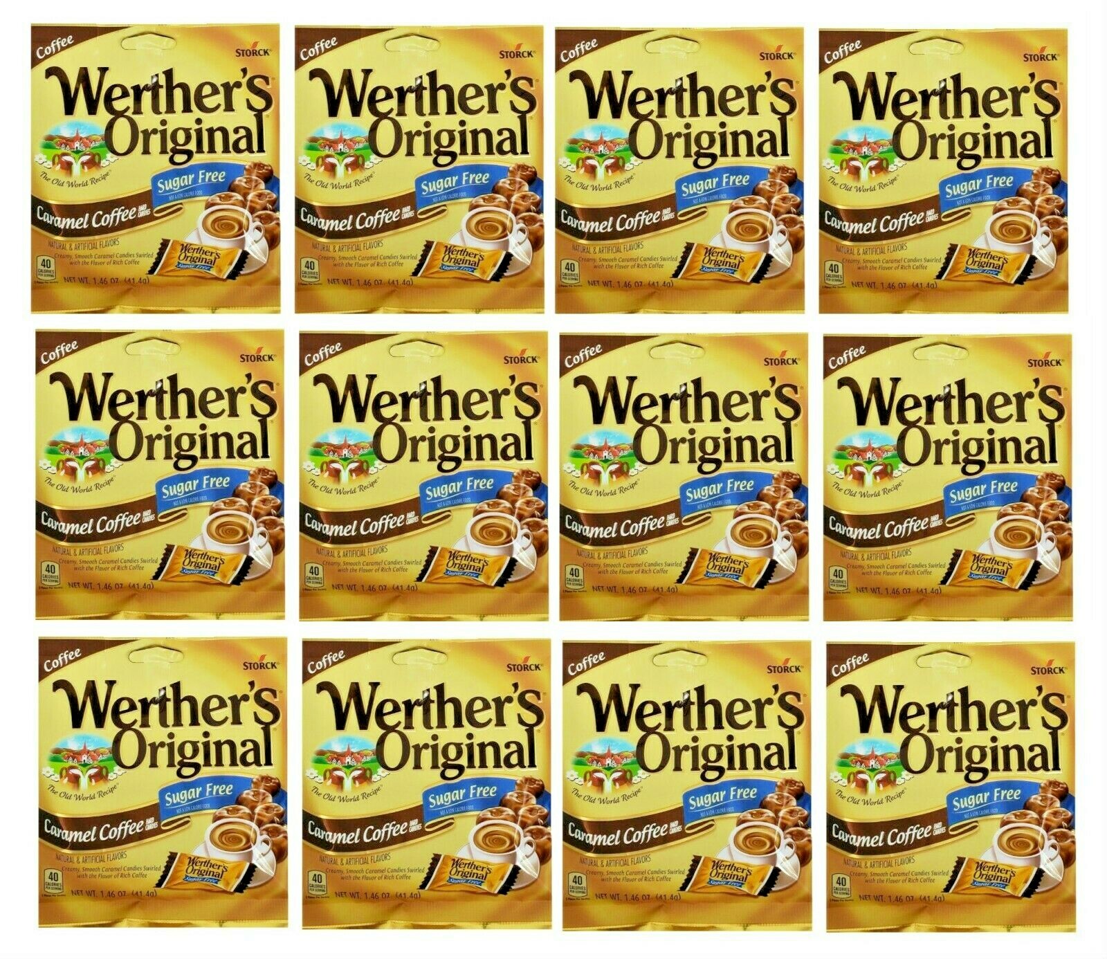 Werther's Original SUGAR FREE Candy Caramel Coffee 1.46 oz / Pack, NEW SEALED