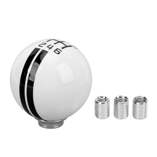 Car Racing Gear Shift Knob, 6 Speed Metal Manual Replacement White Black