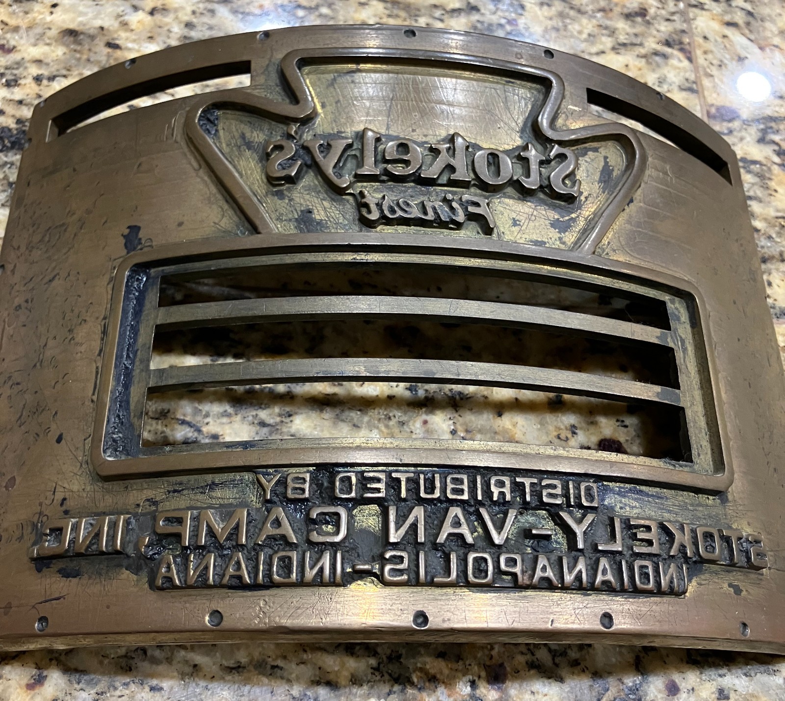 Stokely's-Van Camp VTG curved solid Brass Printing Press Plate Americana