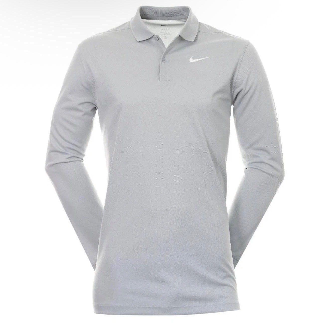 Nike Dri-Fit Victory Long Sleeve Polo Shirt Wolf GREY/WHITE DN2344-077