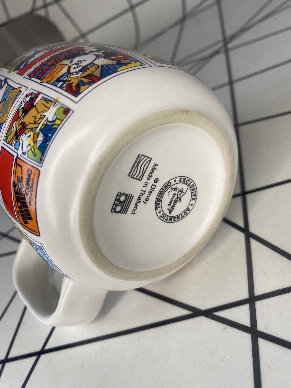 Disney Store Mug Cup - Mickey Mouse Comic Strip, Blue Inside