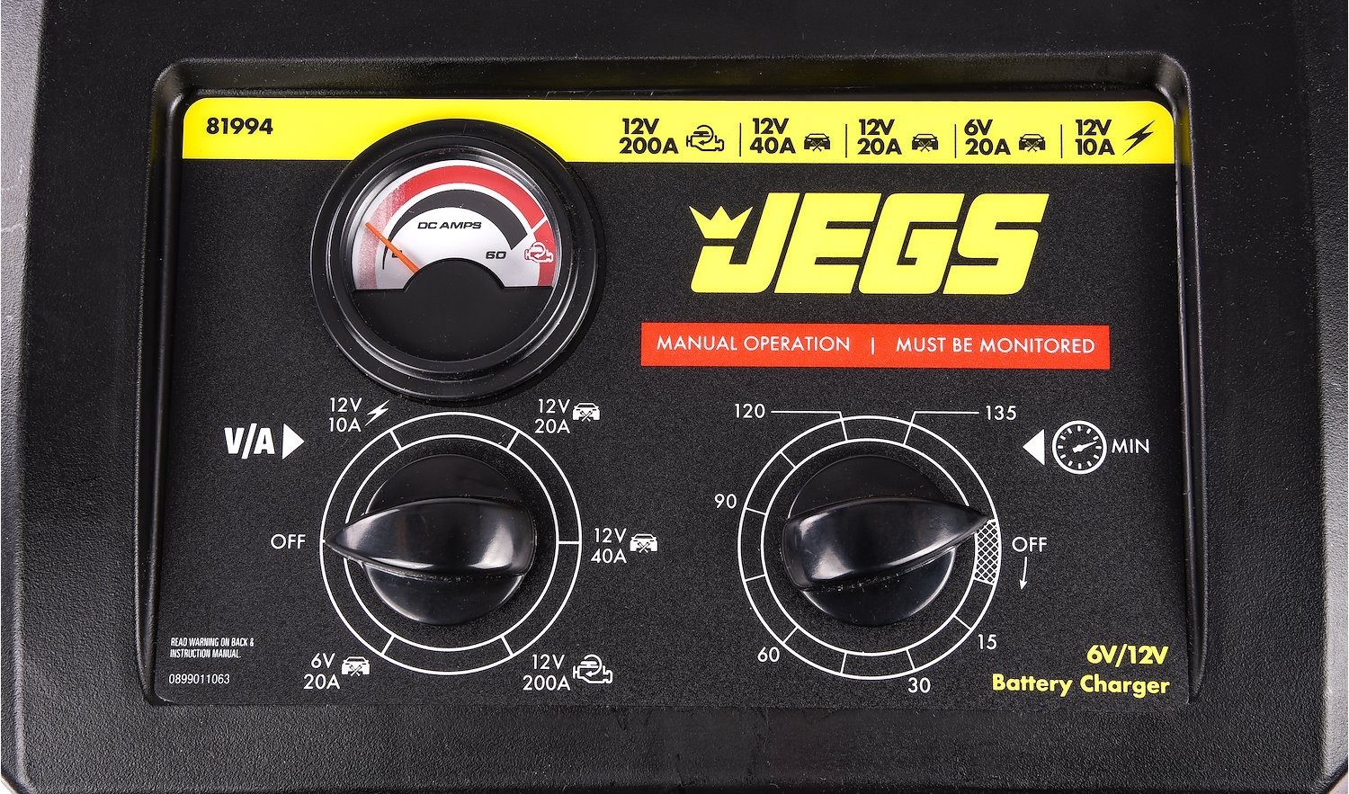 JEGS 81994 Battery Charger and Engine Starter [6 & 12-Volt, 200 Amp]