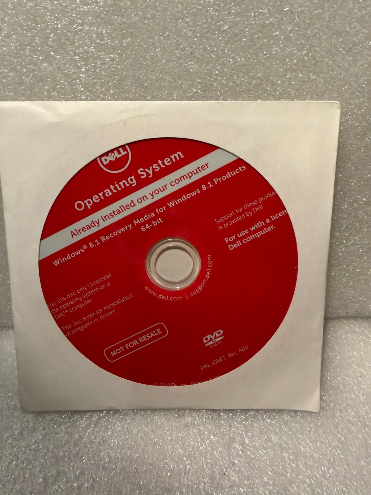 Windows 8.1 Recovery Media for Windows 8.1 Products 64-bit DVD for Dell, Sealed