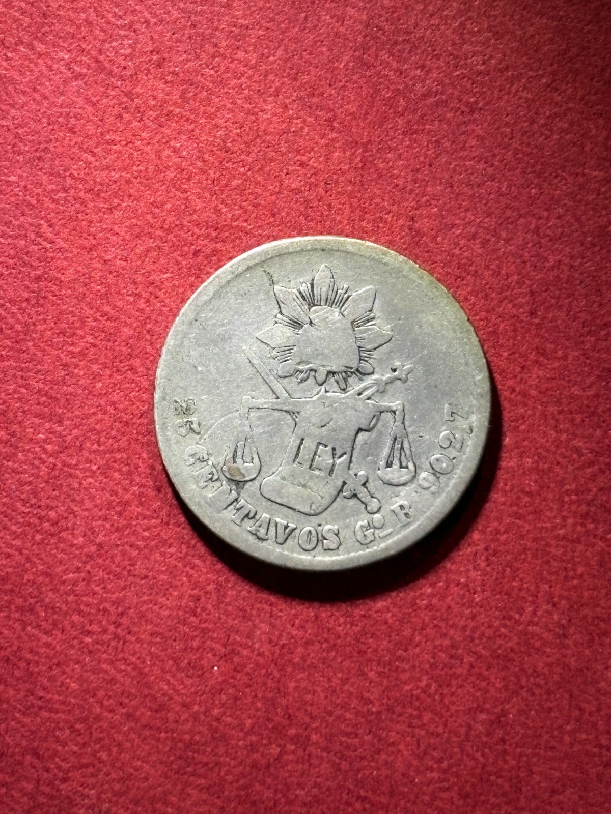 1883 Go Mexico 25 Centavos Silver Guanajuato Better Date VG-F