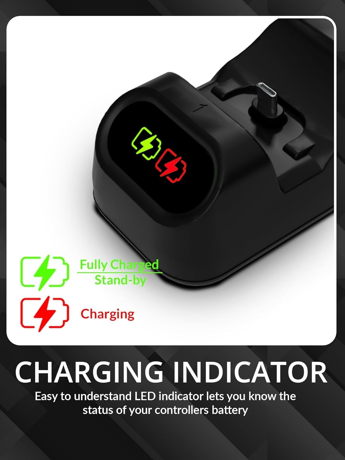 Universal USB-C Controller Charging Dock - Jet Black Duo Charger with Protection