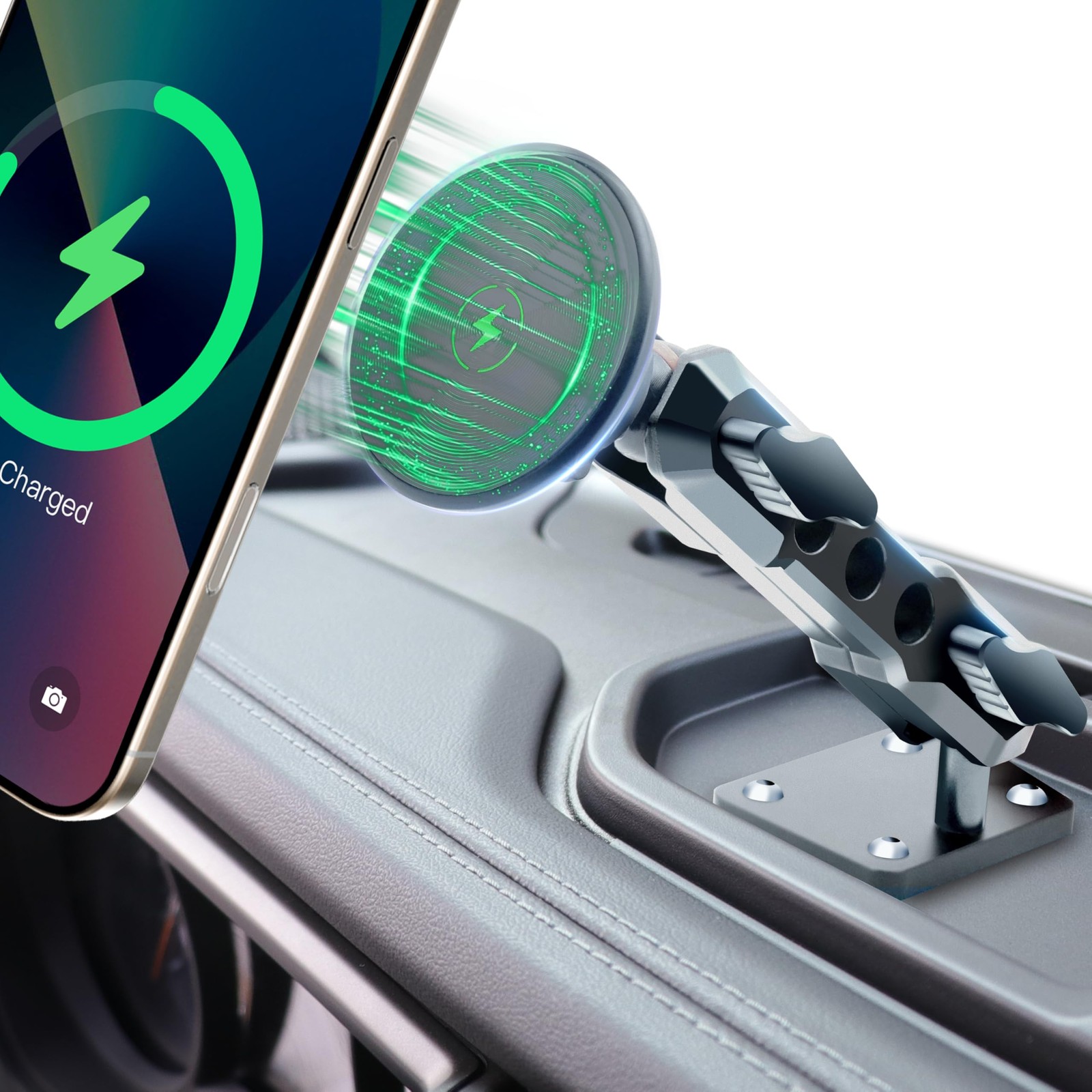 JEEP 2024+ Wrangler JL JLU JT 4XE Wireless Phone Charger Mount Magnetic Holder f