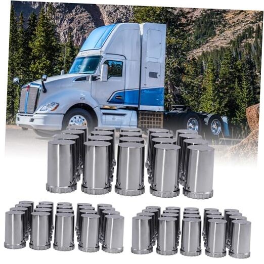 Cylinder Nut Covers 33mm x 3 1/2" Lug Nut Covers Thread On Flat Top ABS 60