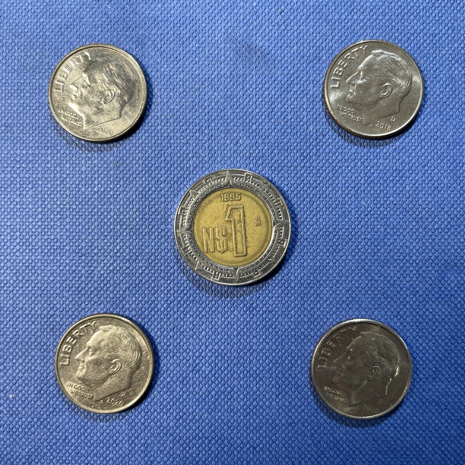 🇲🇽 $1 New Mexican Pesos Coin 1995 Legal Tender Mexico KM# 550 - Lot DA