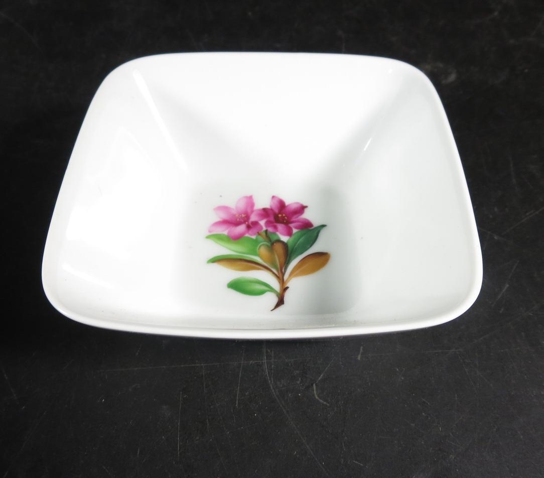 Hand Painted Arzberg 4-1/4" Square Nut Dish Flowers