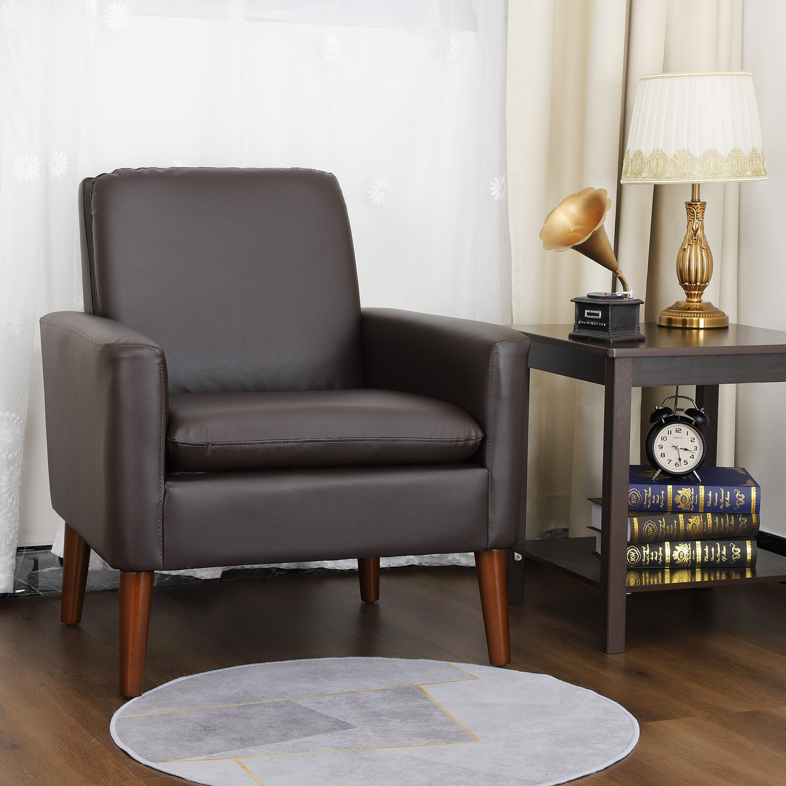 PU Leather Arm Chair Accent Single Sofa Modern Upholstered Living Room Armchair