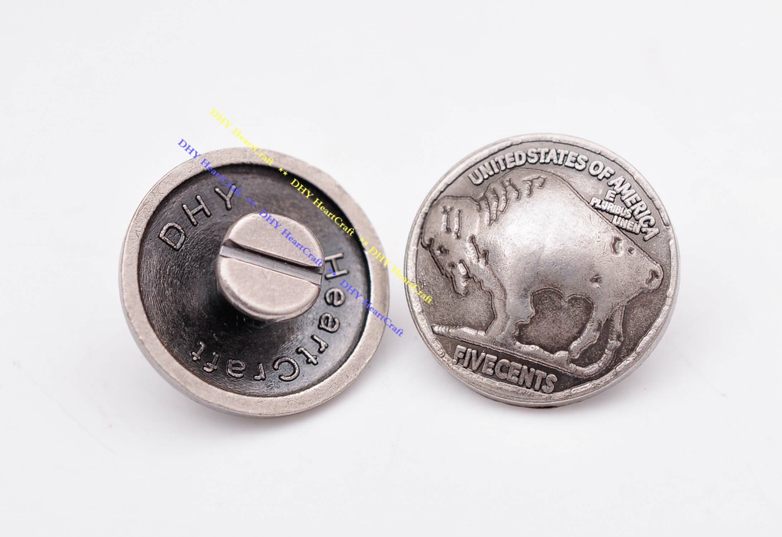 10PCS 22MM Silver Buffalo Nickel Head Leathercraft USA Coin Conchos Screwback