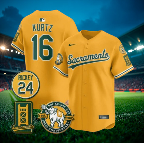 Nick Kurtz #16 Athletics Gold Sacramento Edition Stitched Jersey " All Sizes "