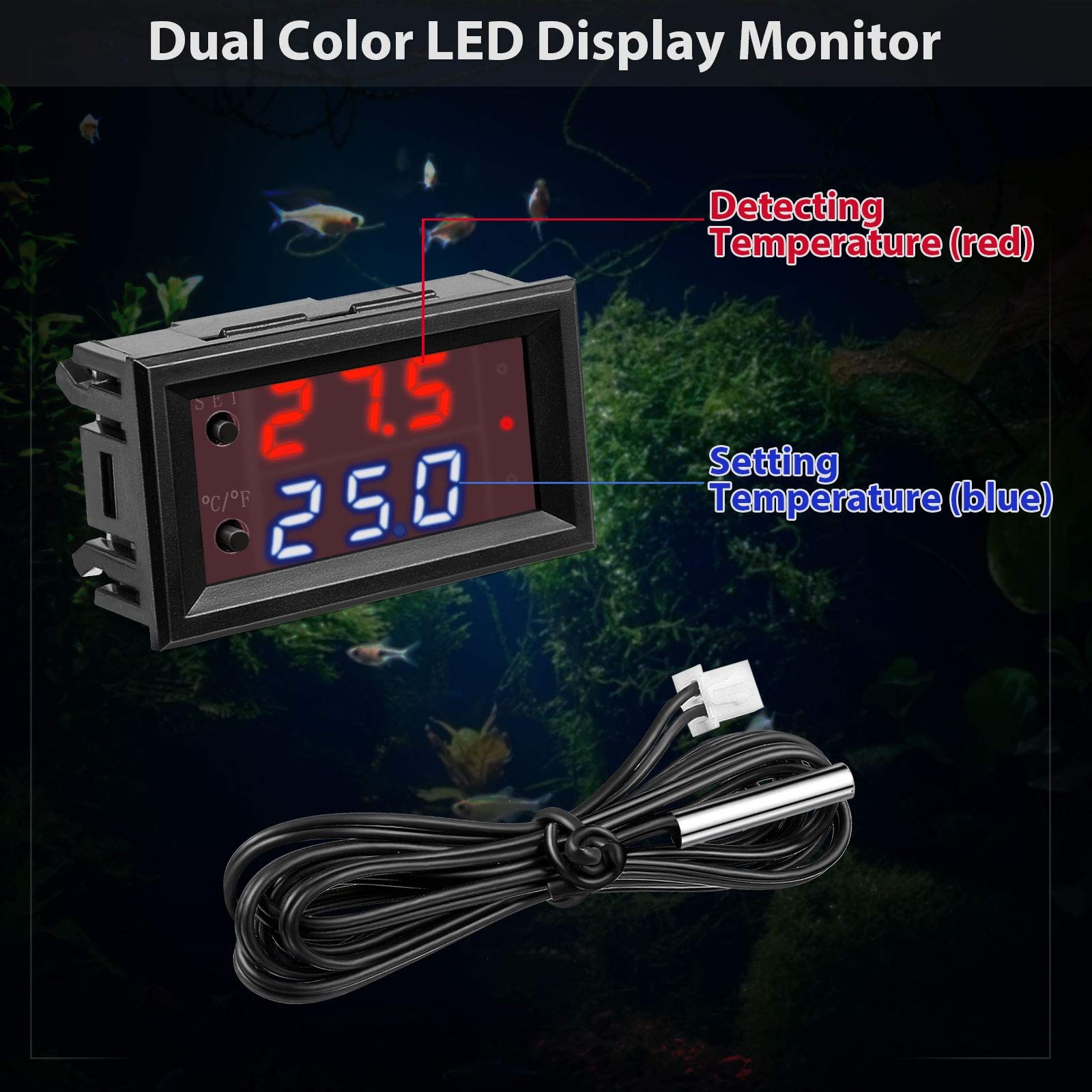 2 Pieces 12V Electronic Temperature Controller Programmable 50 to 110 Degree ...