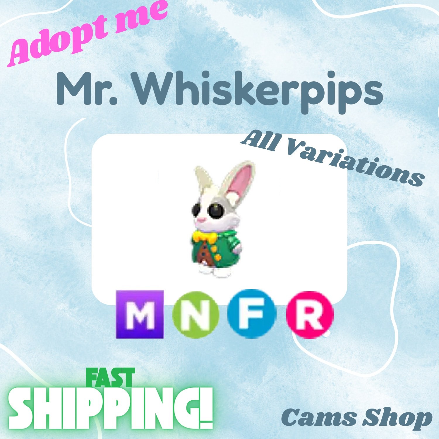 Mr. Whiskerpips | All Variations No Pot, FR, NFR, Mega, MFR - Adopt From Me Pets