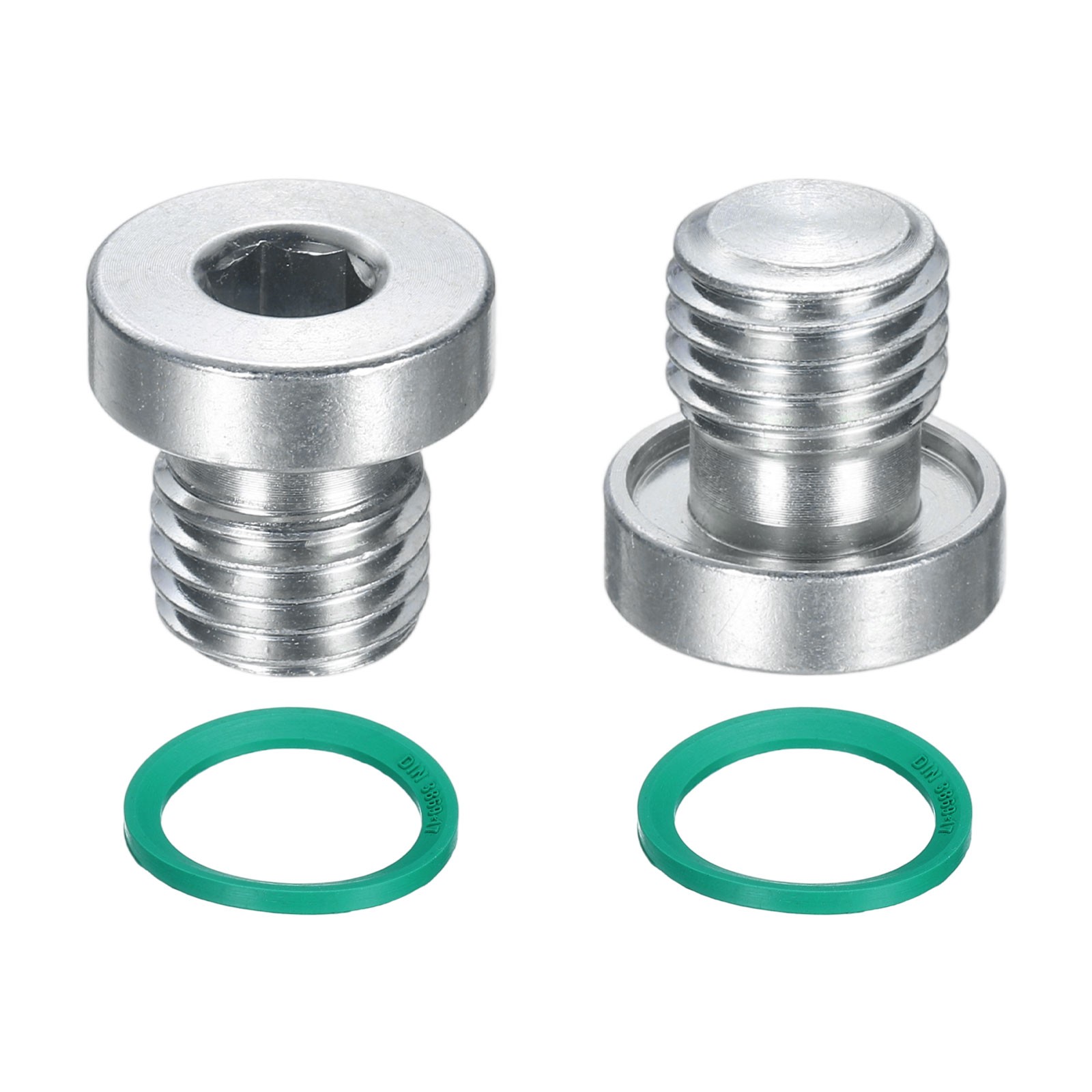 2Pcs M12x1.5 Carbon Steel Inner Hex Head Pipe Fitting Plug with O-Ring