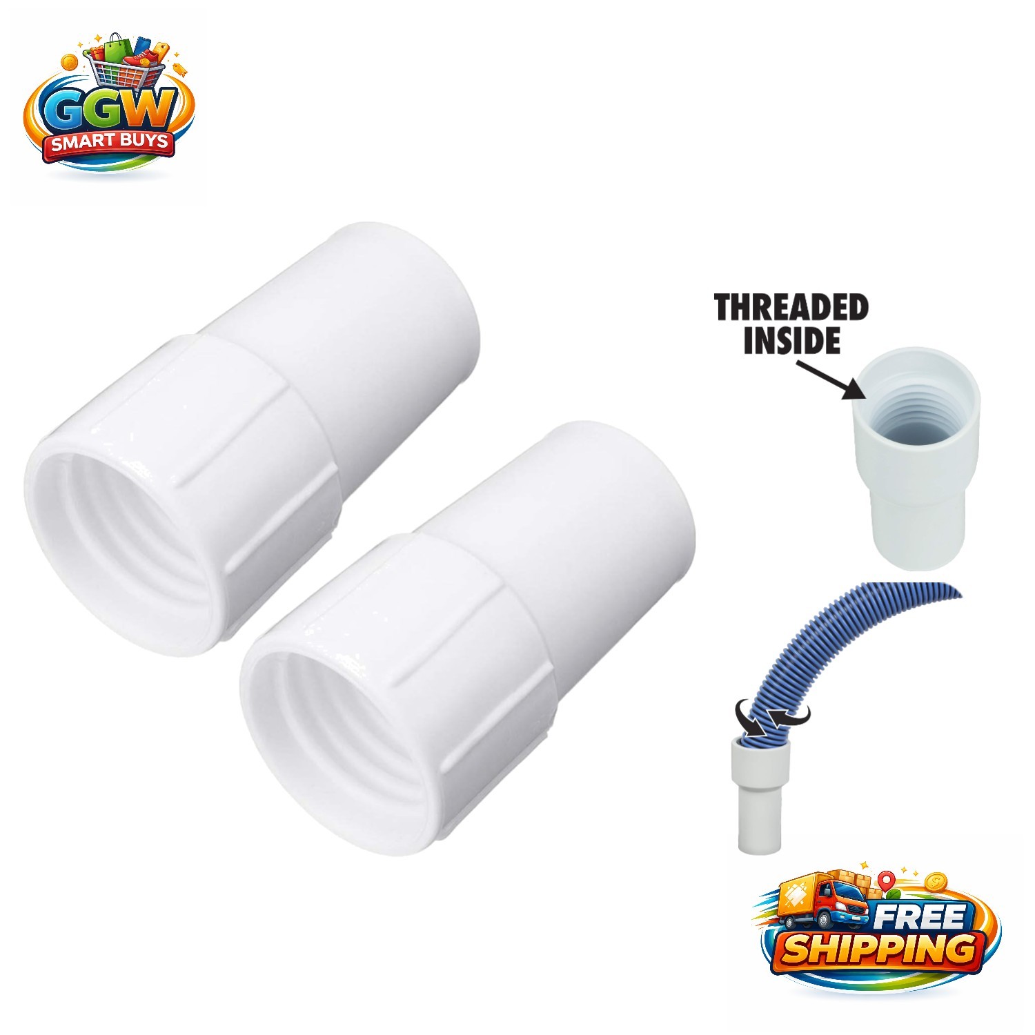 Durable 1.5 Inch Pool Vacuum Hose Cuff - Secure Connection (2 Pack)