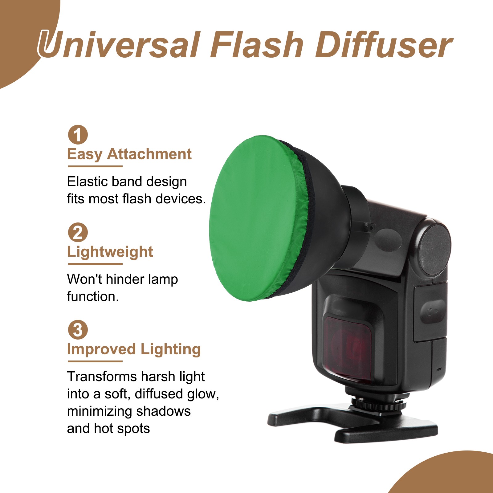 5pcs 6.3" x 6.3" Soft Mini Flash Bounce Diffuser Cap, for Flashlight, Green