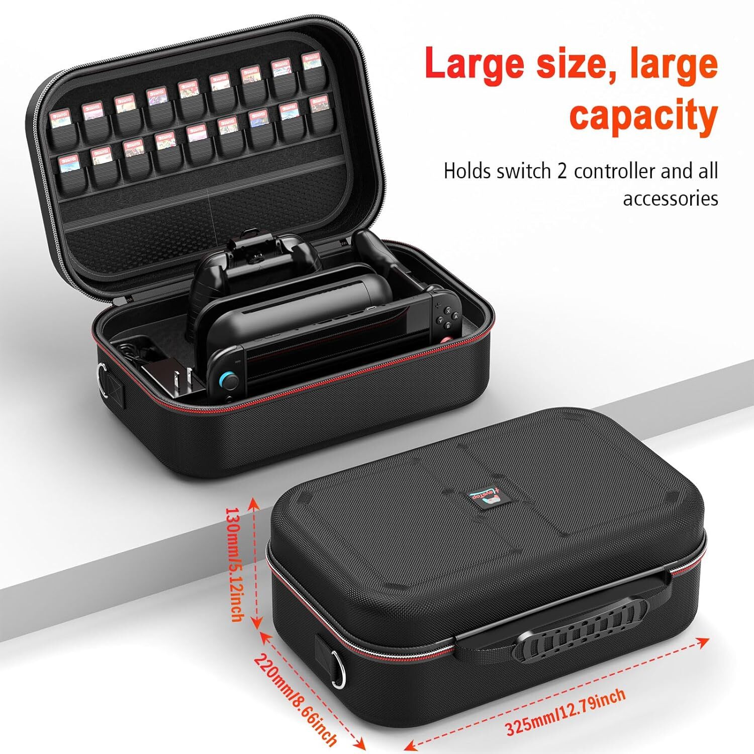 With Nintendo Switch 2 Case, 18 Games Cartridges Waterproof and Dustproof Case