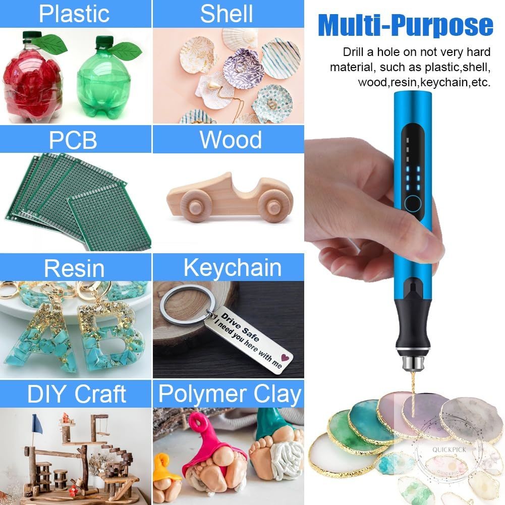 3-Speed Cordless Mini Drill Pen With 10 Small Drill Bits,Rechargeable Electric