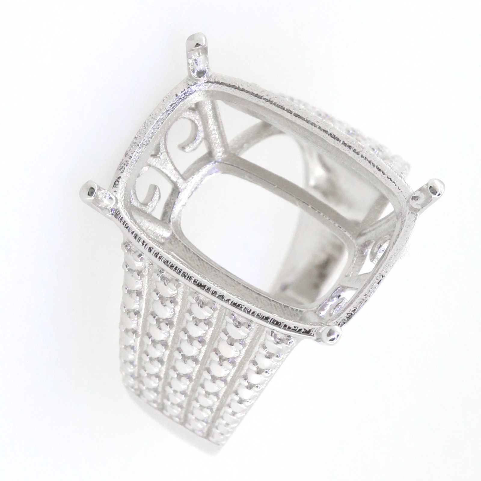 Sterling Silver Semi Mount Ring Setting Cushion CU 18X13mm White Topaz