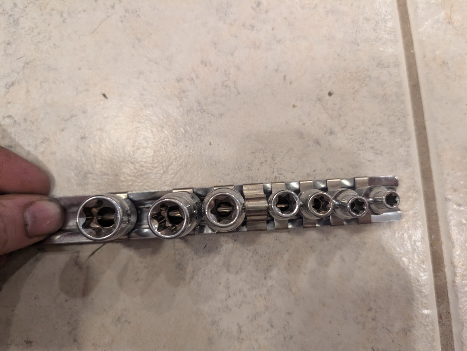 E Torx Socket Set Chrome 7 pieces with Rail