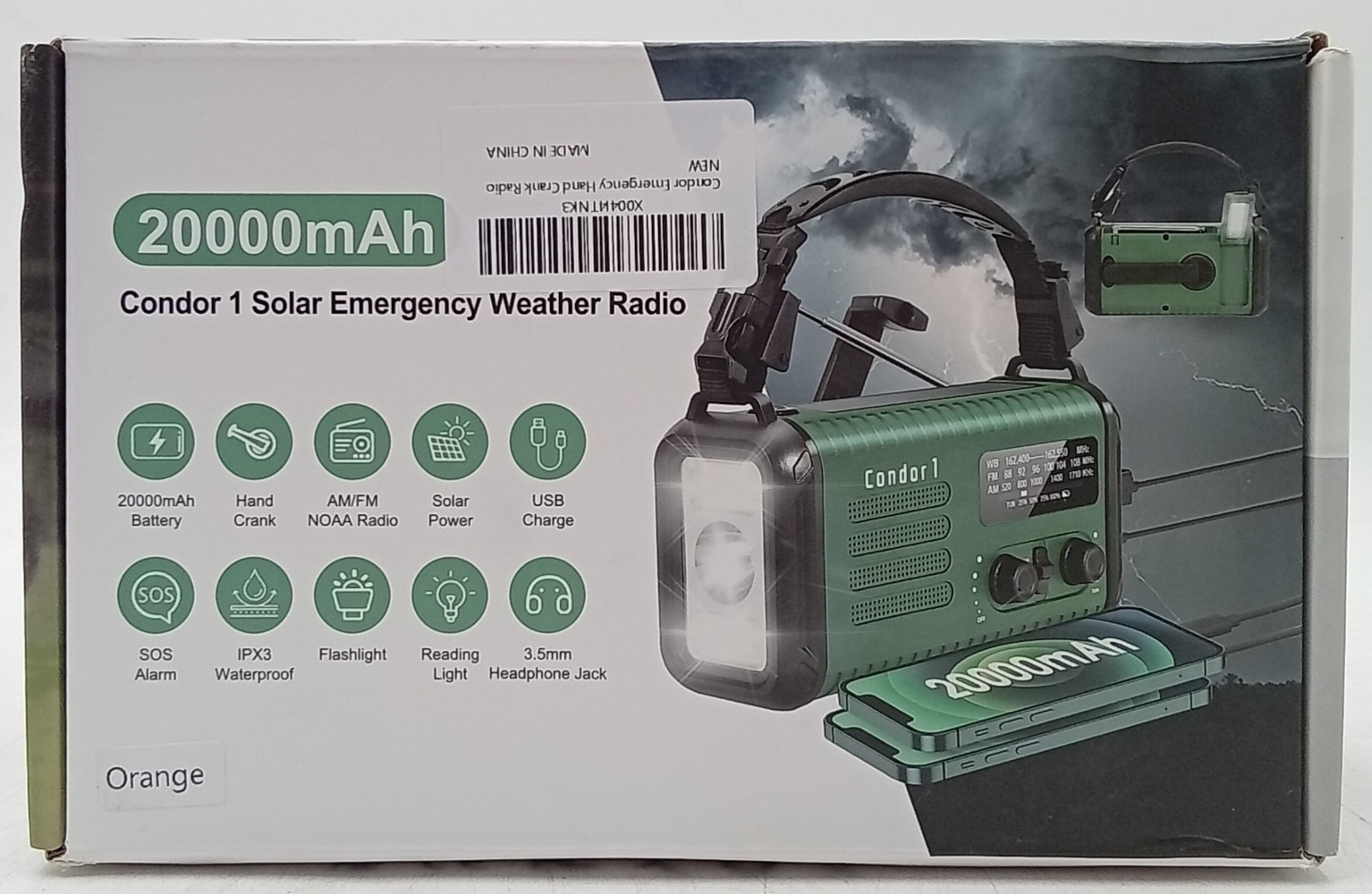20000mAh/ 74000mWh Hand Crank Emergency Radio AM/FM/NOAA Weather