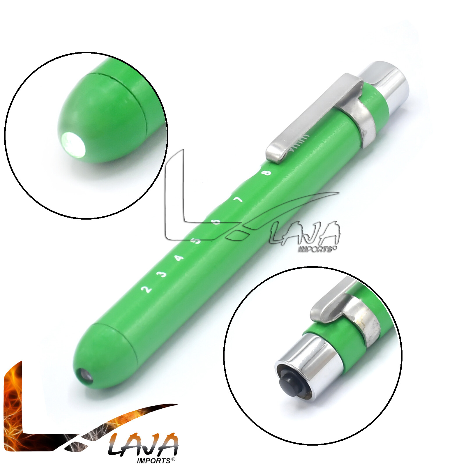 Pen Light With Pupil Gauge For Nurses Doctors W/ pocket Clip Light- Green PL-018