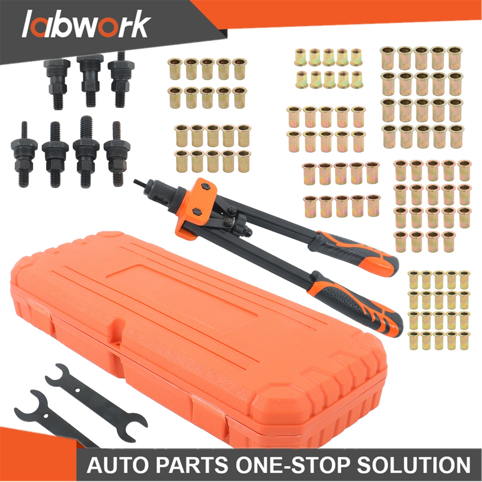 Labwork 14" Tool with 7 Metric & SAE Mandrels 70Pcs Rivnuts Assortment Kit