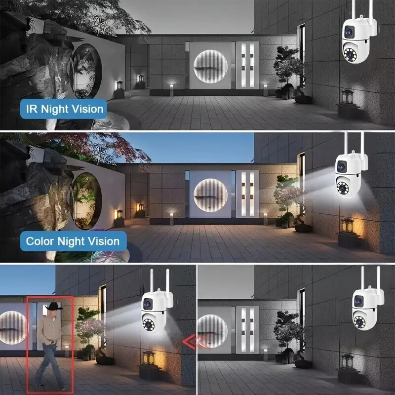4-PACK FHD 1080P Dual Lens Security Camera - Smart Motion Detection, 2.4GH